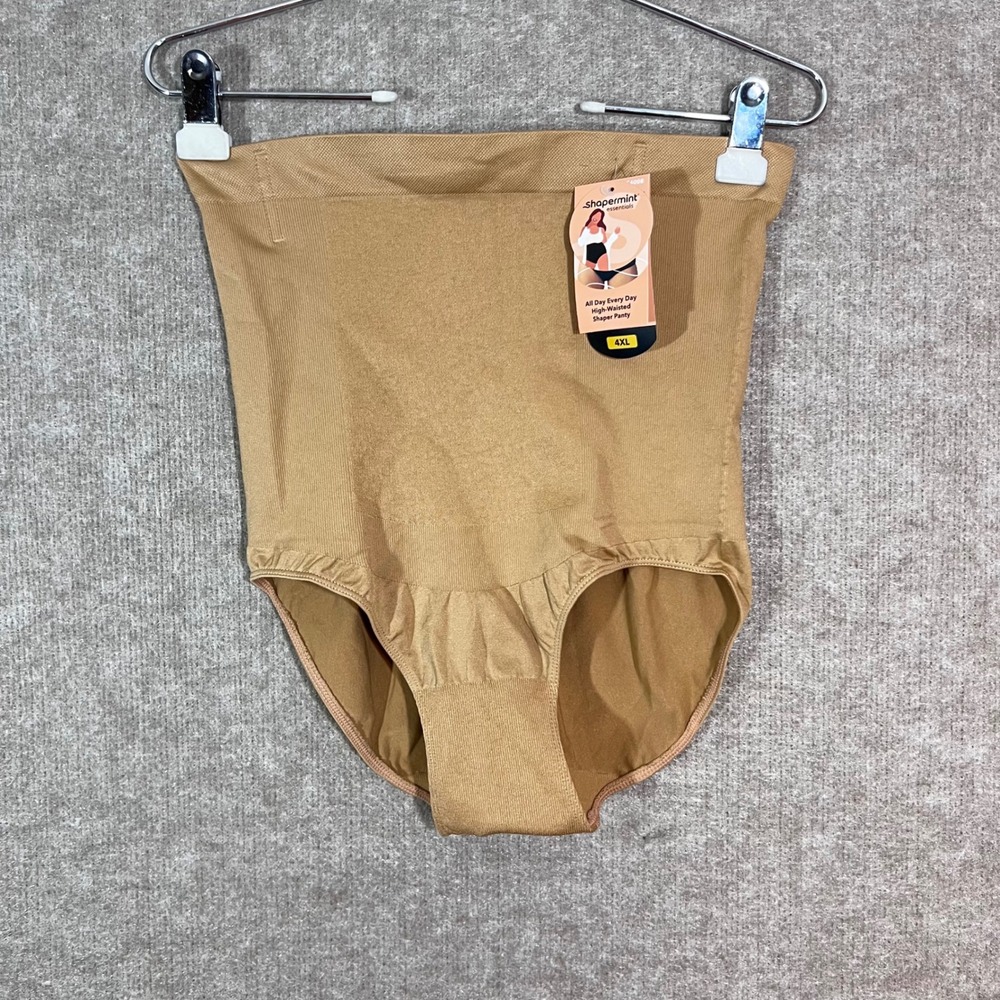 Shapermint High Waisted Shaper Panty Womens 4XL Tan Nude Tummy Control Shapewear